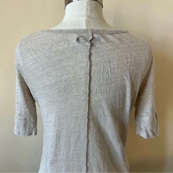 Annie Bing linen open scoop neck short sleeve tee t-shirt top 26221 - Picture 5 of 11